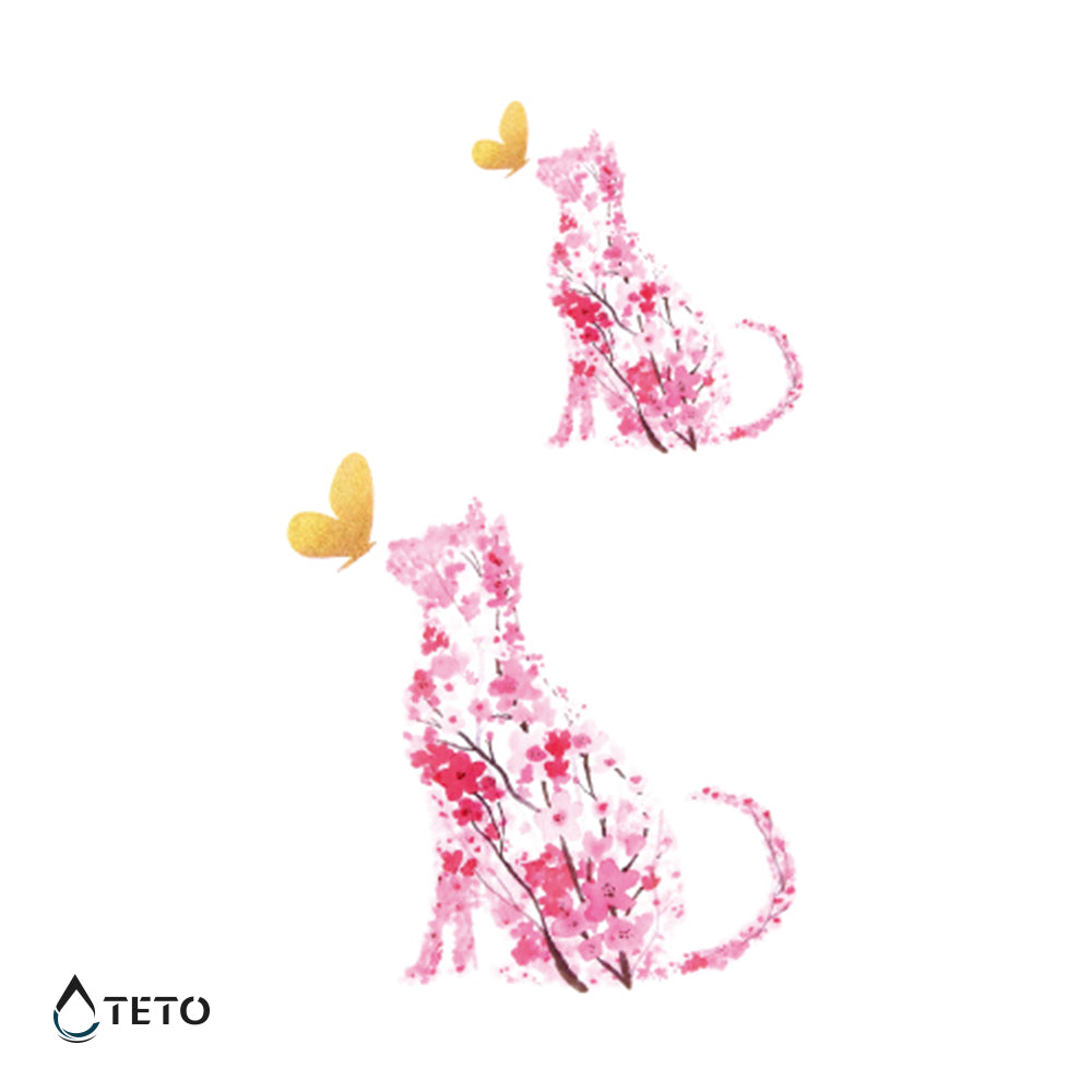 Maček iz rož - Set - TETO Začasne Tetovaže