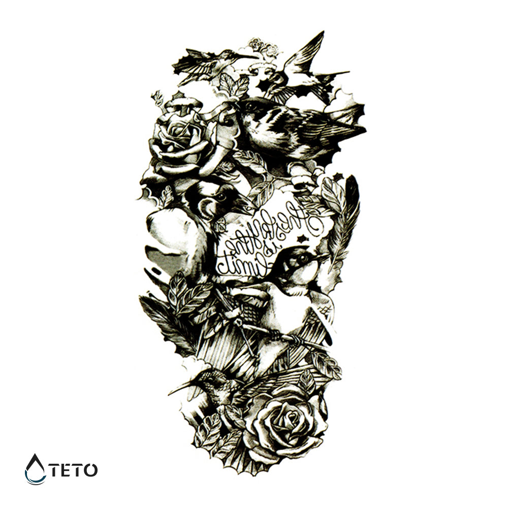 Ptice in vrtnice - TETO Začasne Tetovaže