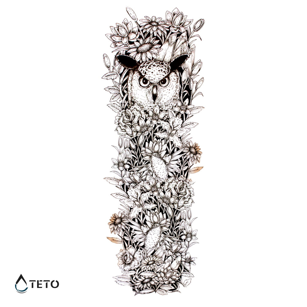 Sova z rožami - TETO Začasne Tetovaže