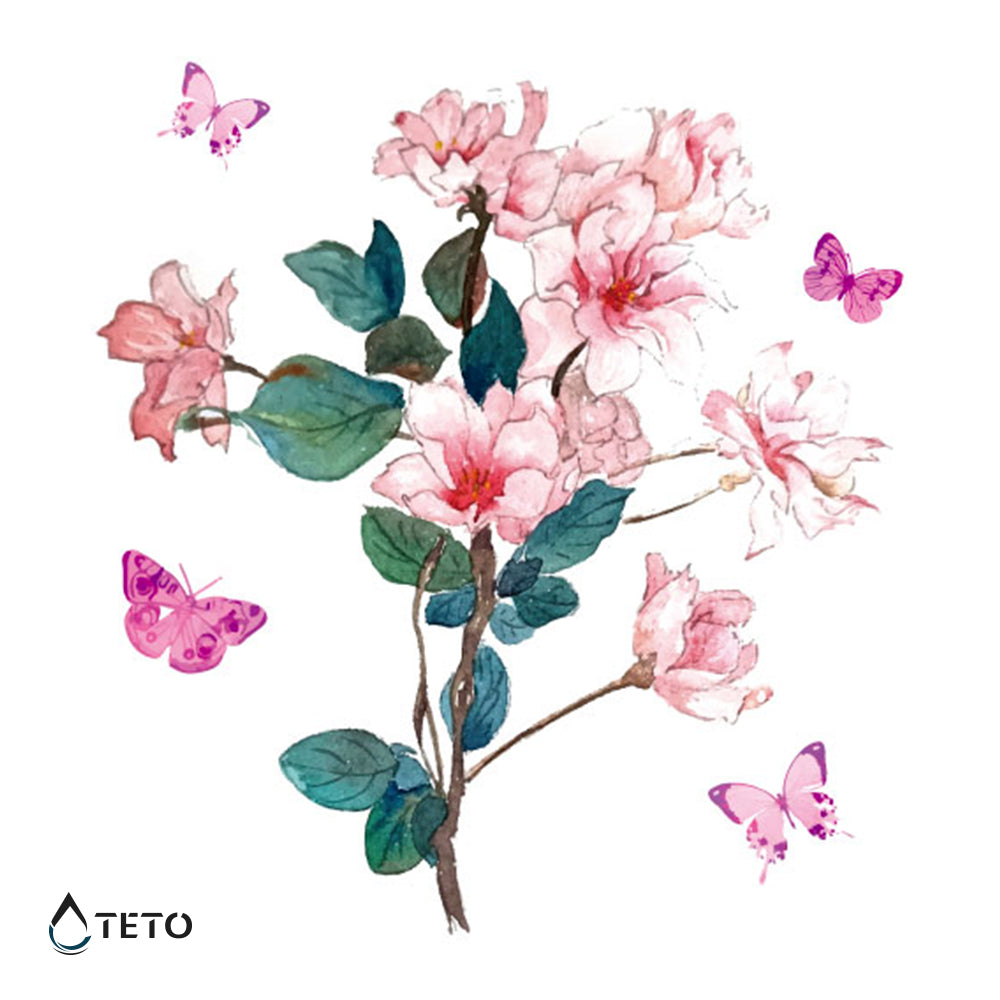 Roža z metulji - TETO Začasne Tetovaže