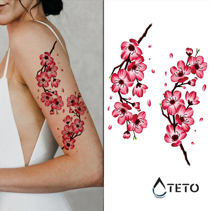 Cvetovi rožnate sakure - Set - TETO Začasne Tetovaže
