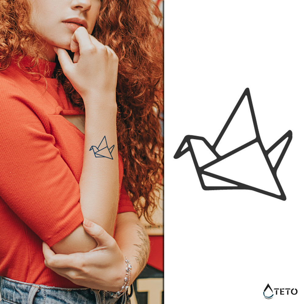 Origami žerjav – Poltrajne - TETO Začasne Tetovaže
