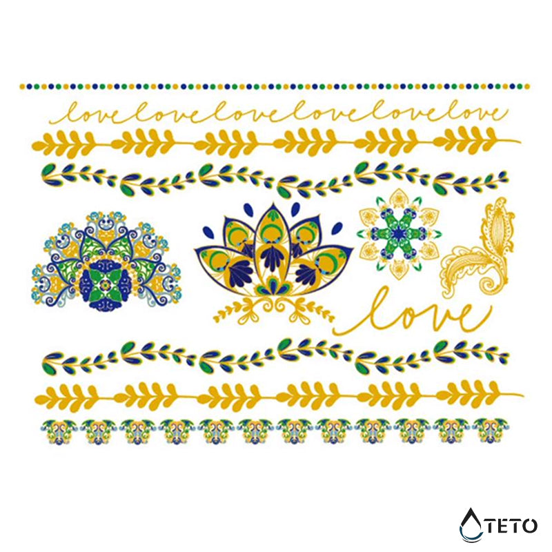 Ljubezen, listi in mandale - Set - TETO Začasne Tetovaže