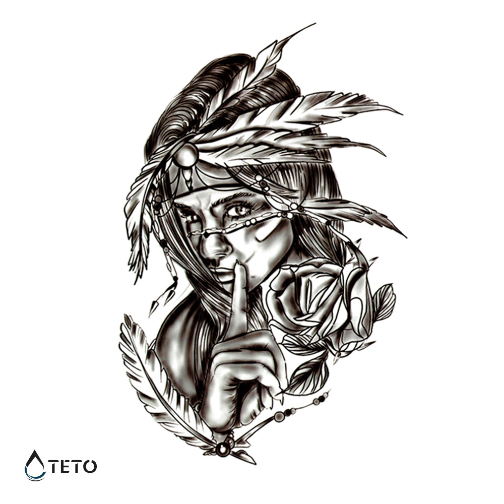 Portret avtohtone ženske - TETO Začasne Tetovaže