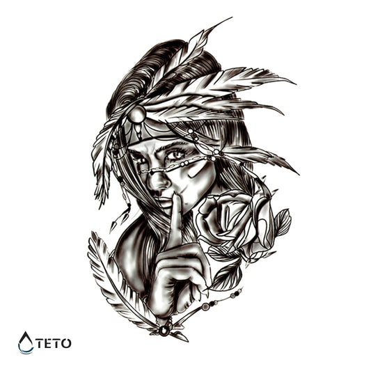 Portret avtohtone ženske - TETO Začasne Tetovaže