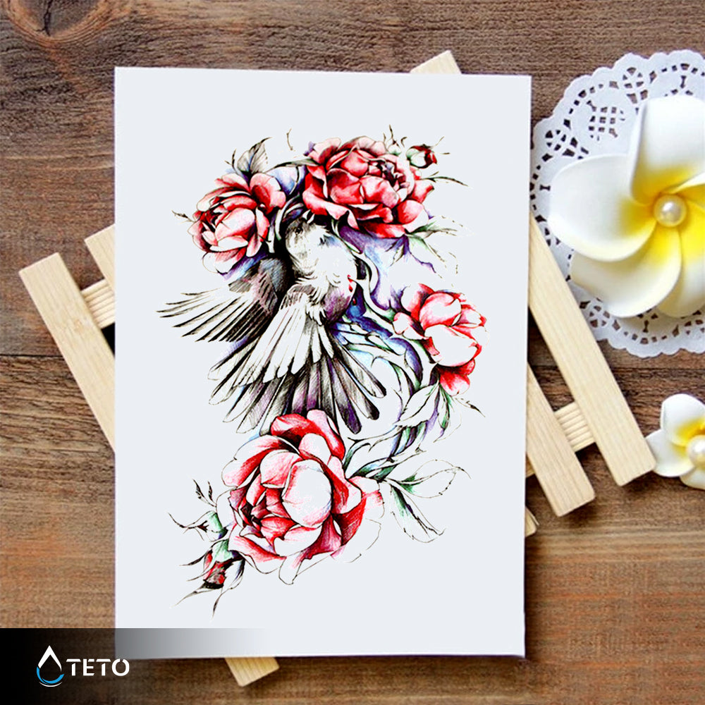 Ptica z rožami - TETO Začasne Tetovaže