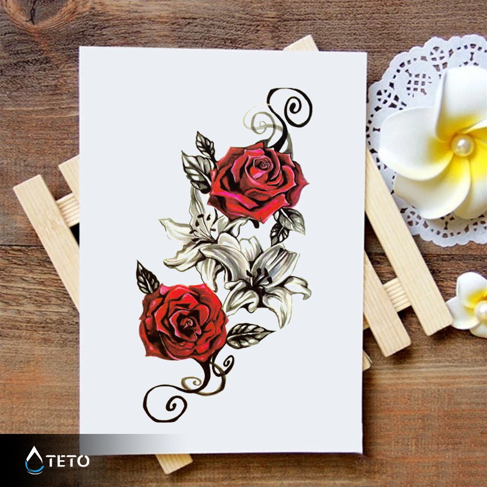 Tradicionalne rdeče vrtnice - TETO Začasne Tetovaže