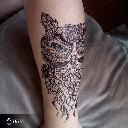 Modrooka sova - TETO Začasne Tetovaže