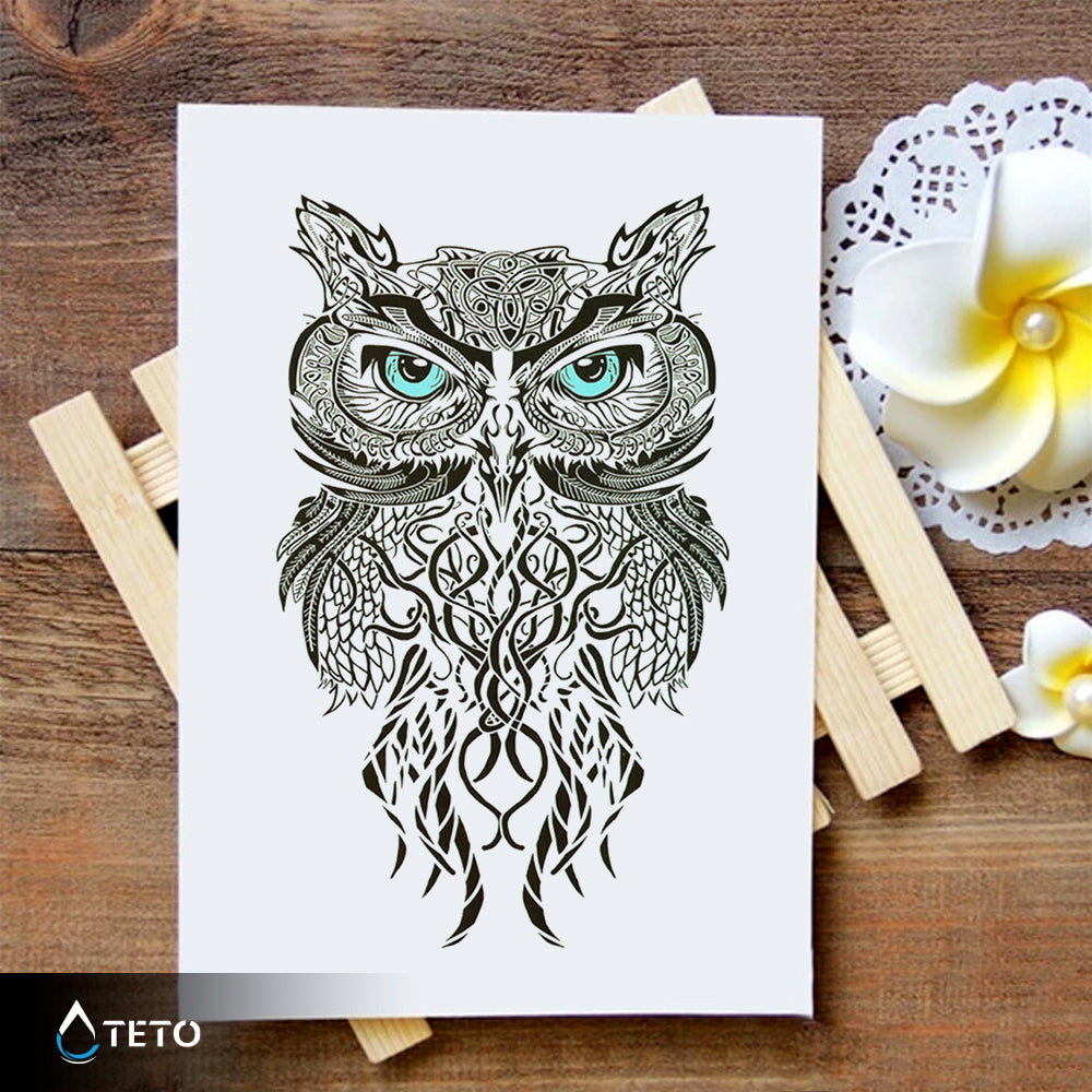 Modrooka sova - TETO Začasne Tetovaže