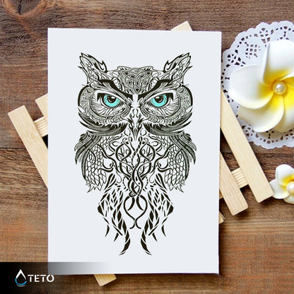 Modrooka sova - TETO Začasne Tetovaže