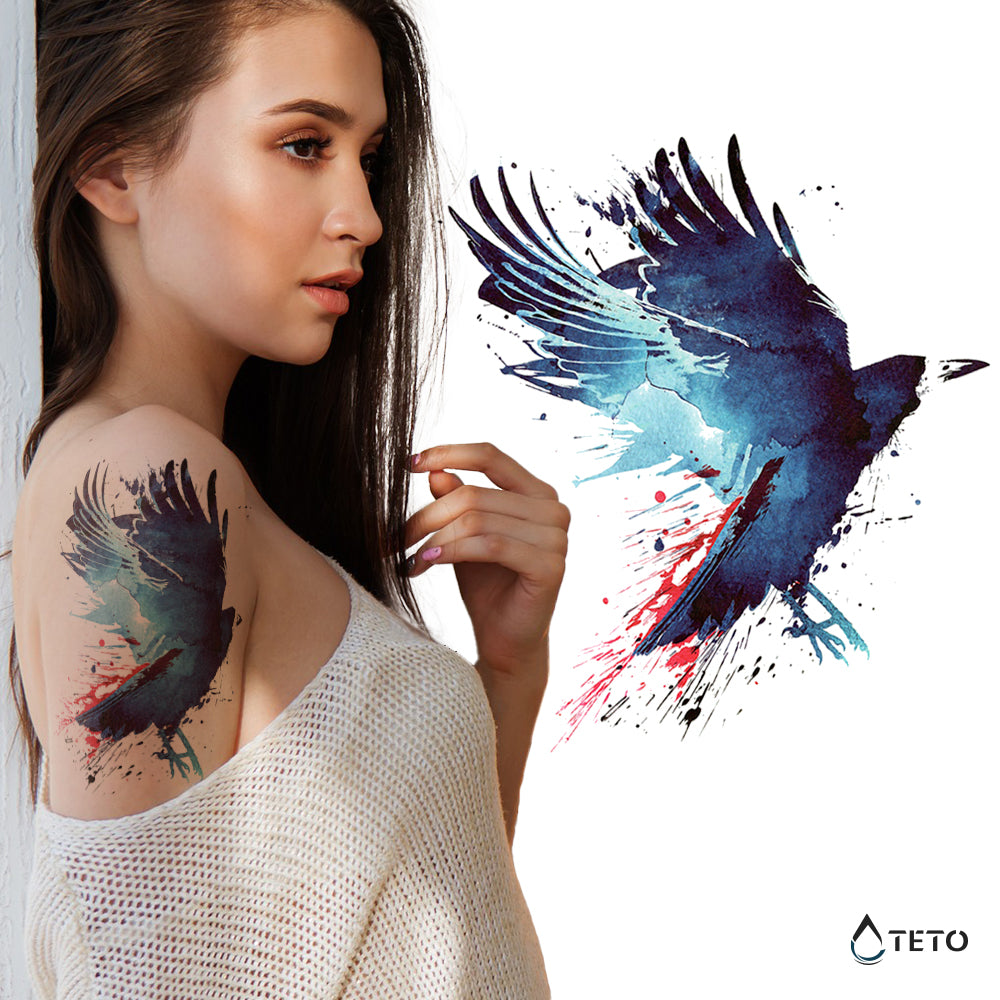 Ptica v akvarelu - TETO Začasne Tetovaže