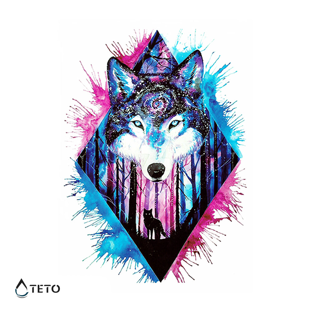 Volk iz mističnega gozda - TETO Začasne Tetovaže