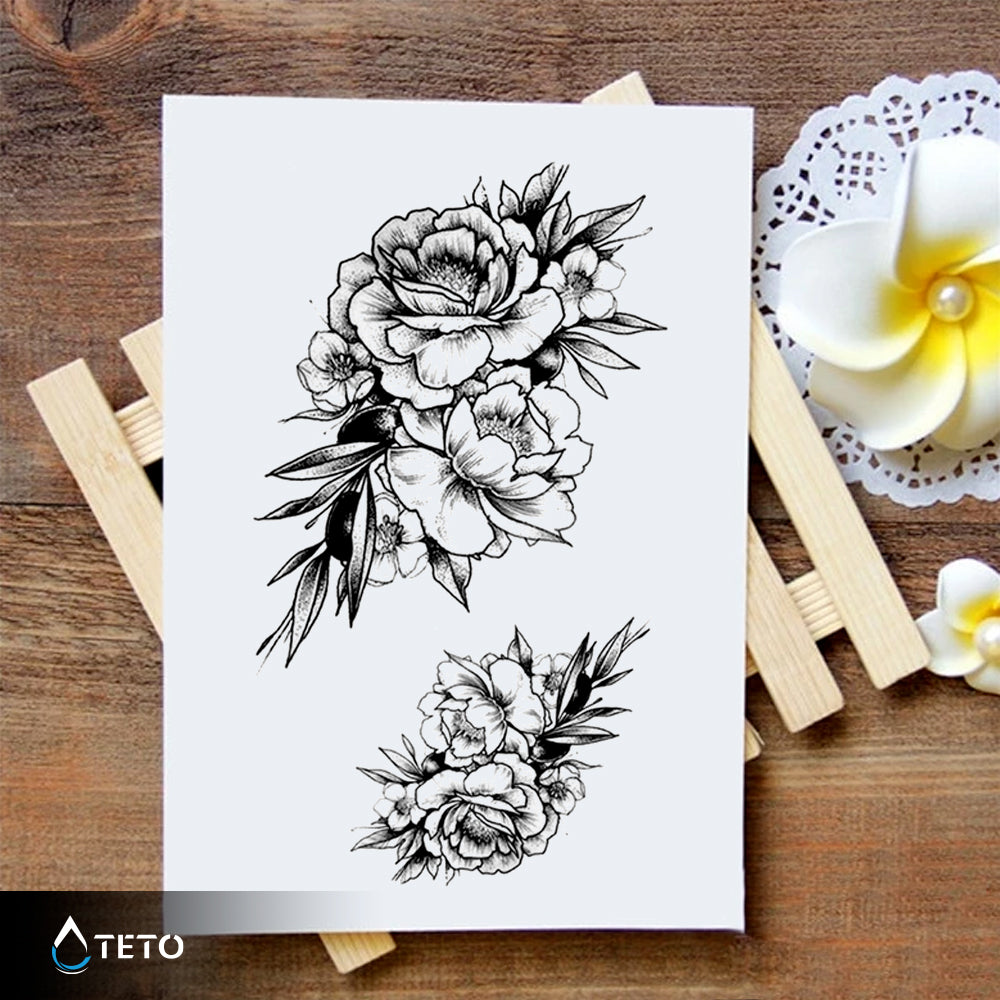 Vrtnice s sivimi listi - Set - TETO Začasne Tetovaže