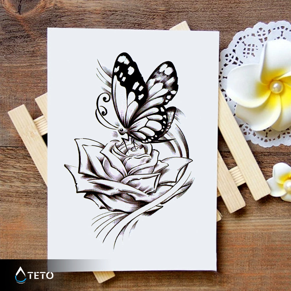 Metulj na vrtnici - TETO Začasne Tetovaže