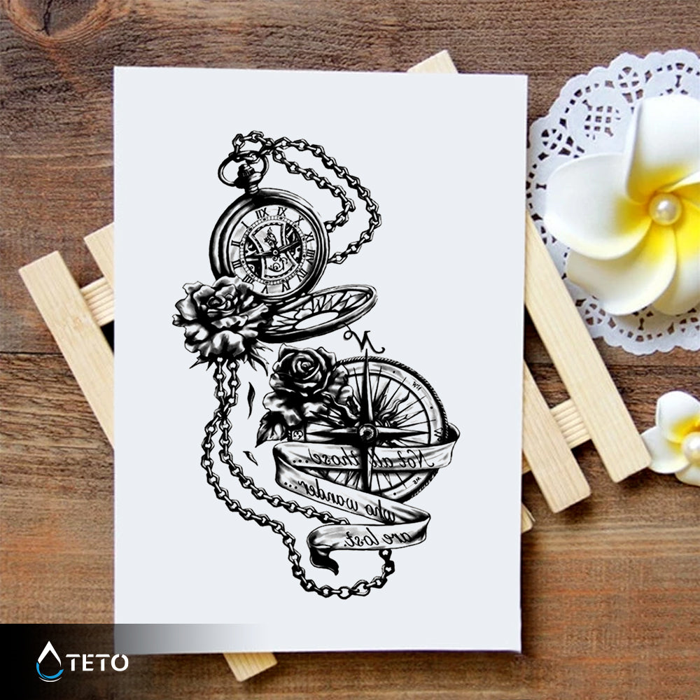 Kompas in ura - TETO Začasne Tetovaže