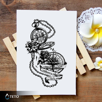 Kompas in ura - TETO Začasne Tetovaže