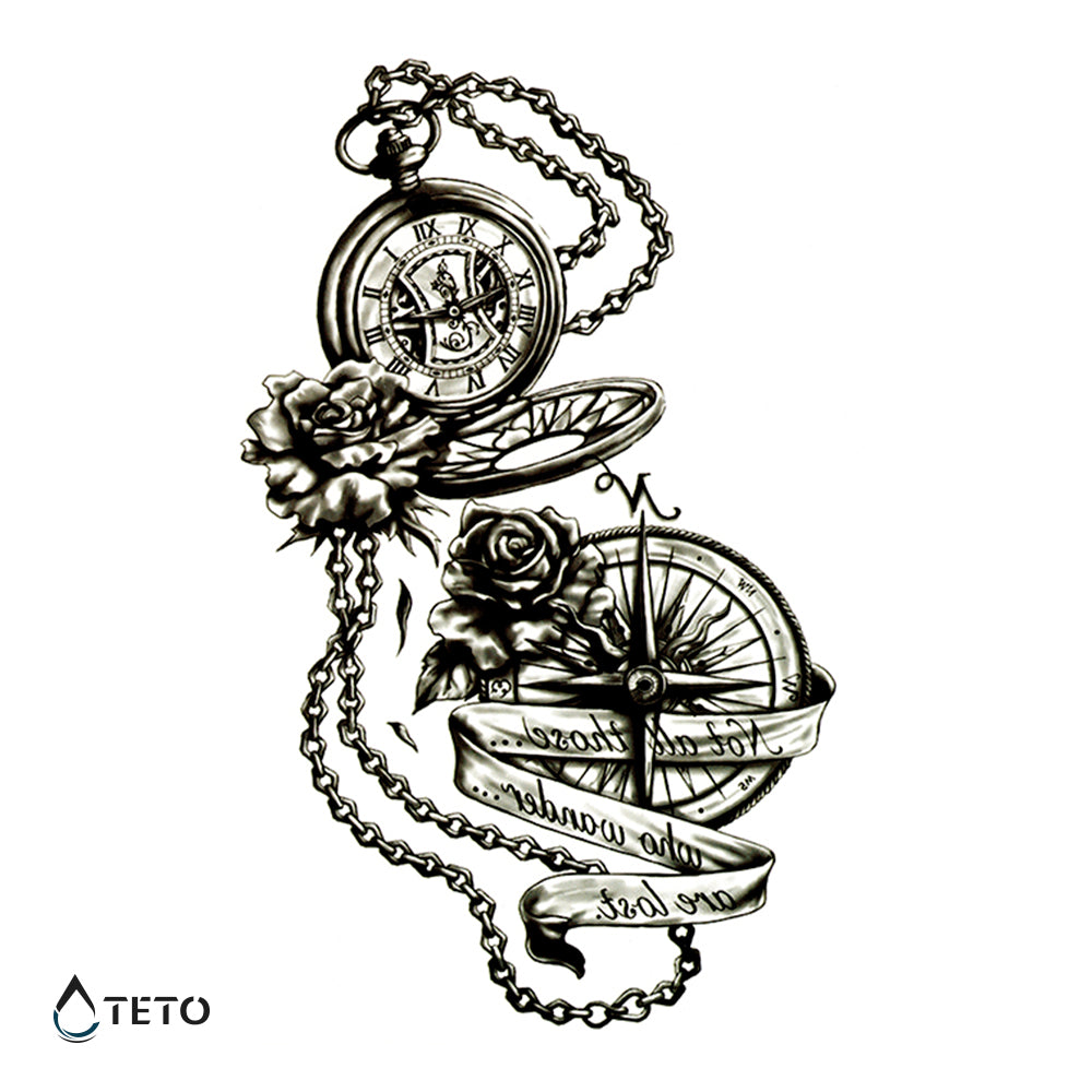 Kompas in ura - TETO Začasne Tetovaže