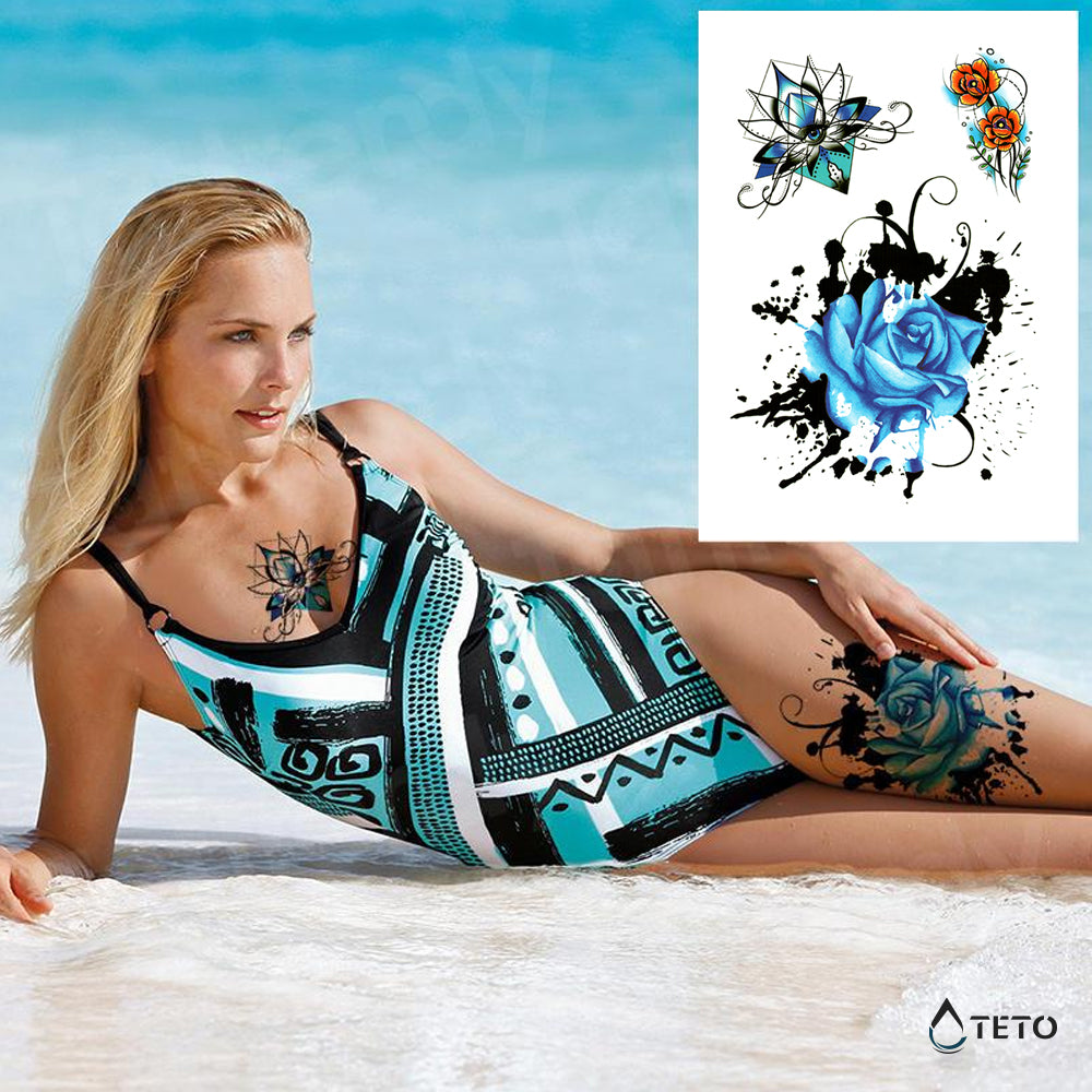 Modre rože - Set - TETO Začasne Tetovaže