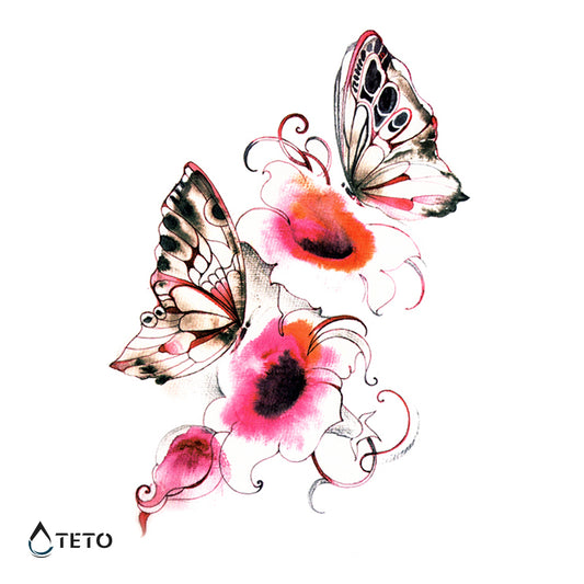Metulji na rožah - TETO Začasne Tetovaže