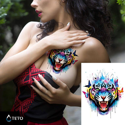 Tiger z metulji - TETO Začasne Tetovaže