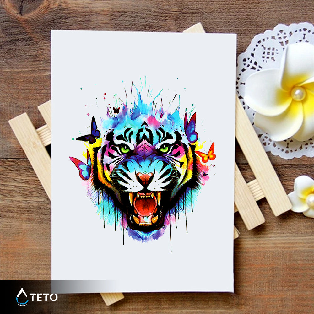 Tiger z metulji - TETO Začasne Tetovaže