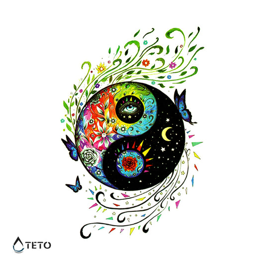Večbarvni yin in yang - TETO Začasne Tetovaže