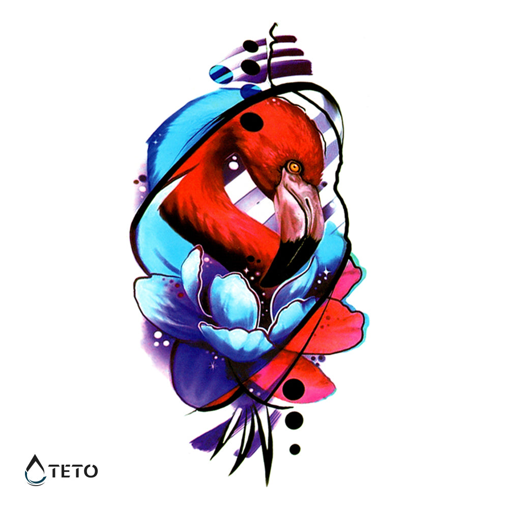 Flamingo z rožo - TETO Začasne Tetovaže