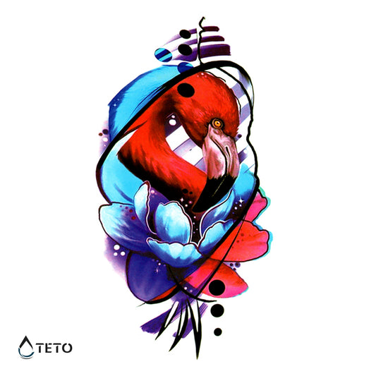 Flamingo z rožo - TETO Začasne Tetovaže