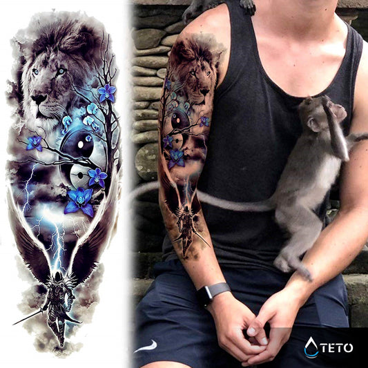Lev s simbolom yin in yang - TETO Začasne Tetovaže