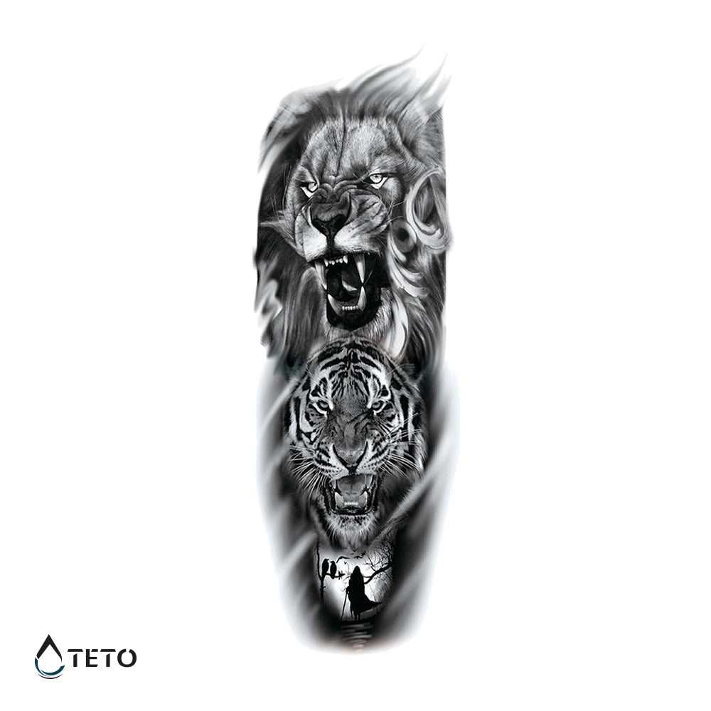 Lev in tiger - TETO Začasne Tetovaže