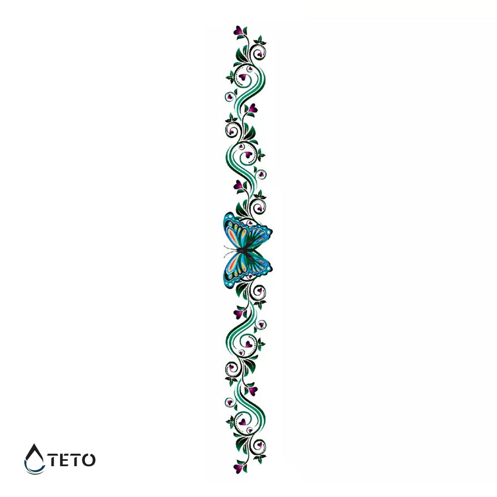 Metulj in rože - podvezica, zapestnica - TETO Začasne Tetovaže