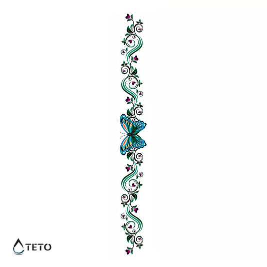 Metulj in rože - podvezica, zapestnica - TETO Začasne Tetovaže