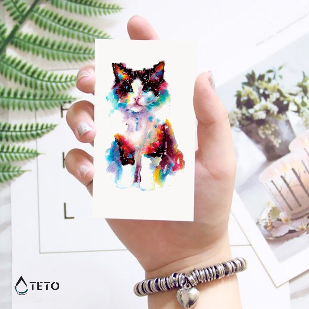 Mačka v akvarelu - TETO Začasne Tetovaže