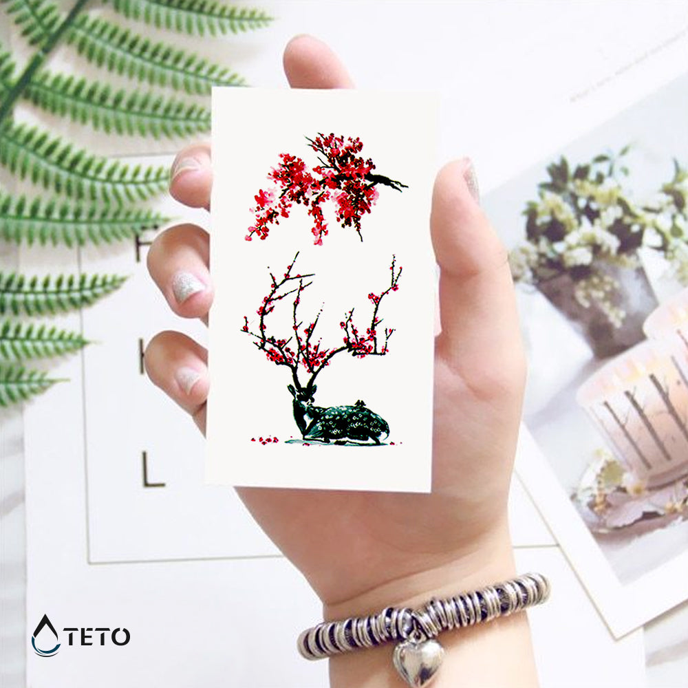 Jeleni okopani v rožah - Set - TETO Začasne Tetovaže