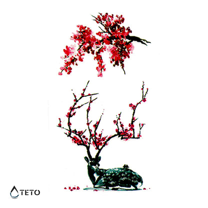 Jeleni okopani v rožah - Set - TETO Začasne Tetovaže