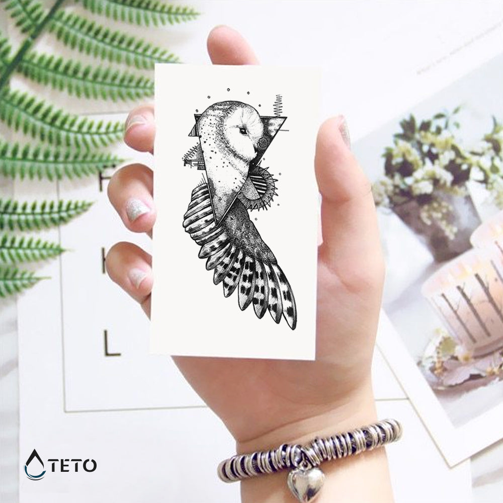 Sova v trikotniku - TETO Začasne Tetovaže