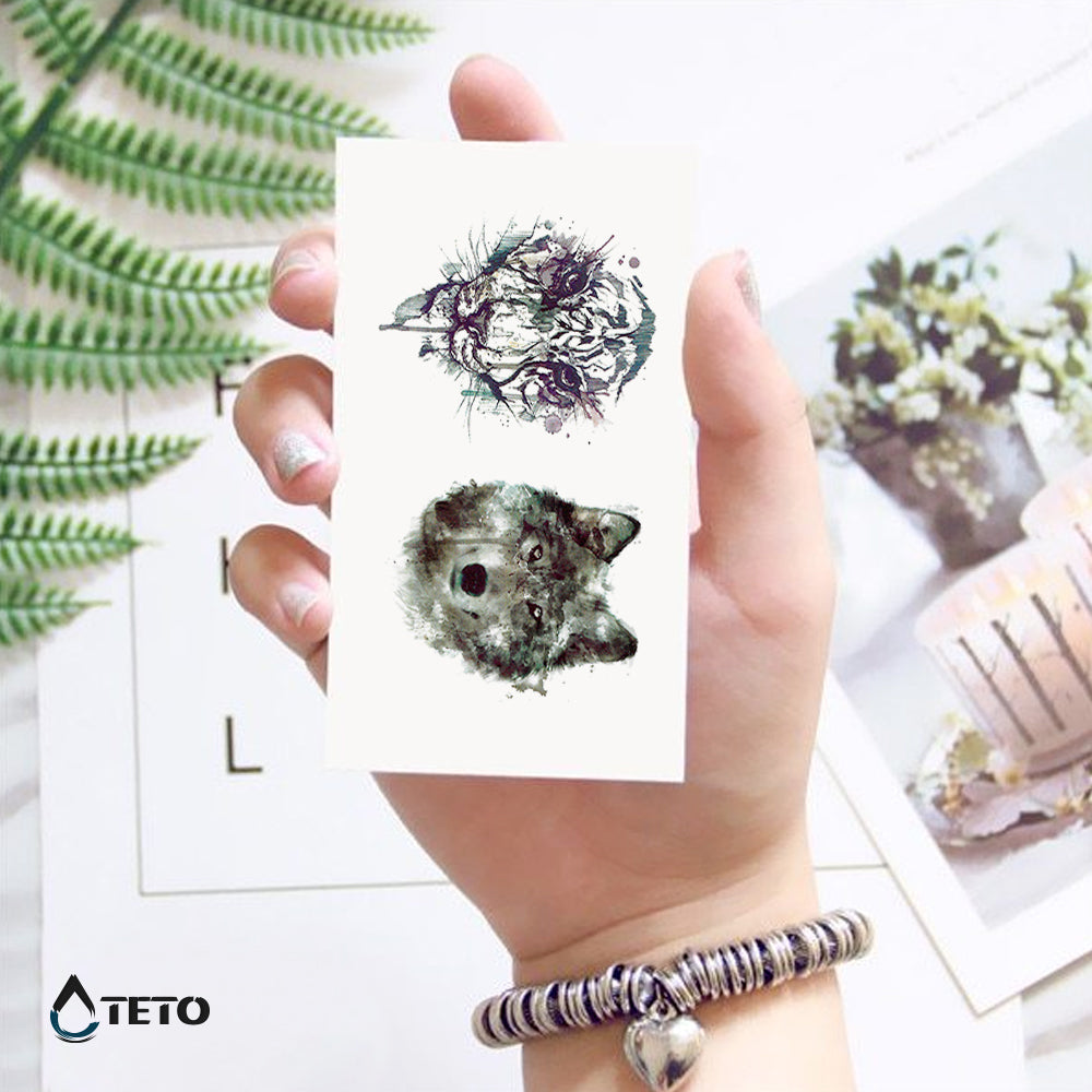 Tiger in volk - Set - TETO Začasne Tetovaže