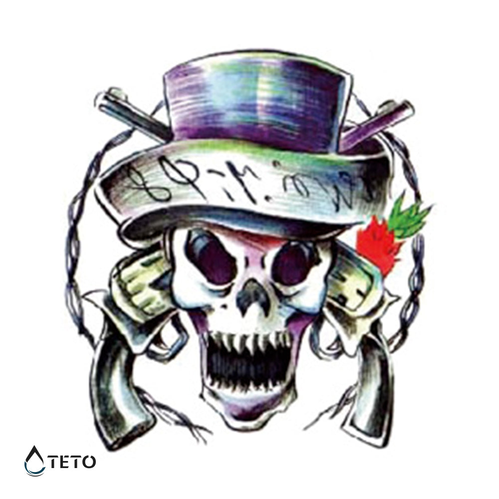 Lobanja s pištolami - TETO Začasne Tetovaže