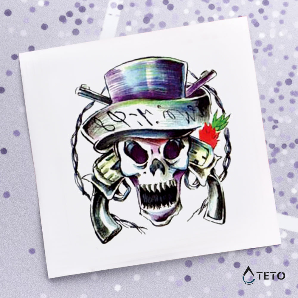 Lobanja s pištolami - TETO Začasne Tetovaže