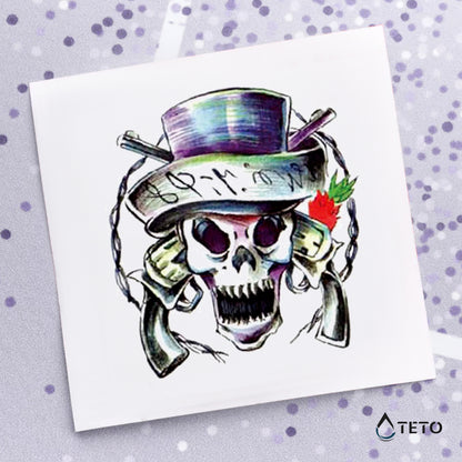 Lobanja s pištolami - TETO Začasne Tetovaže