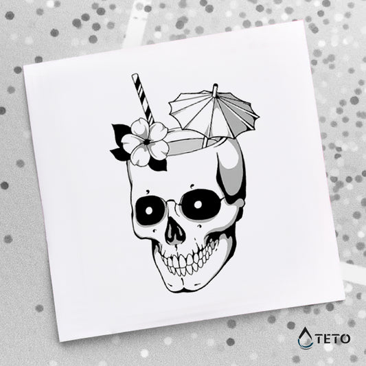 Lobanja na plaži - TETO Začasne Tetovaže