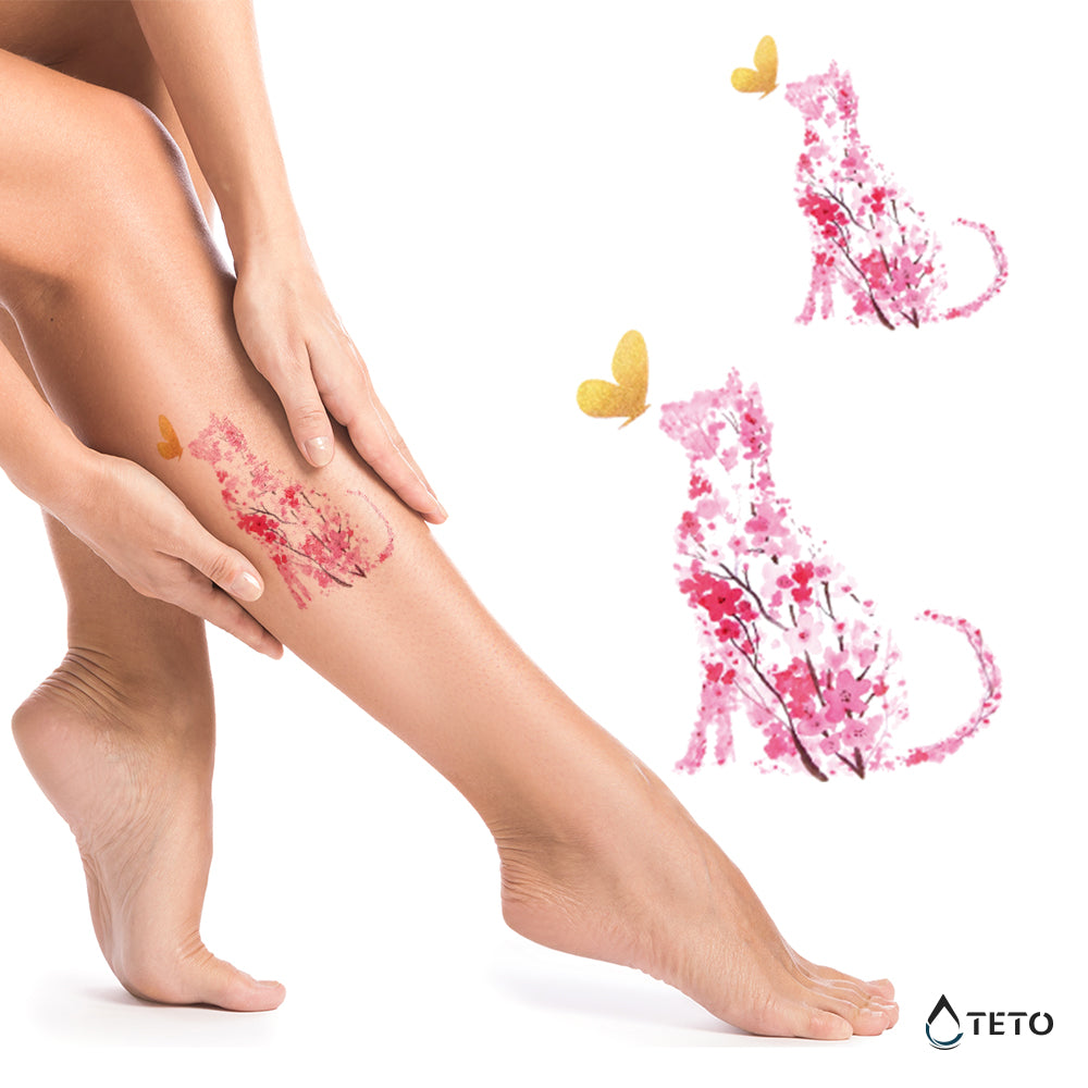 Maček iz rož - Set - TETO Začasne Tetovaže