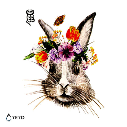 Zajec s cvetlično krono - TETO Začasne Tetovaže