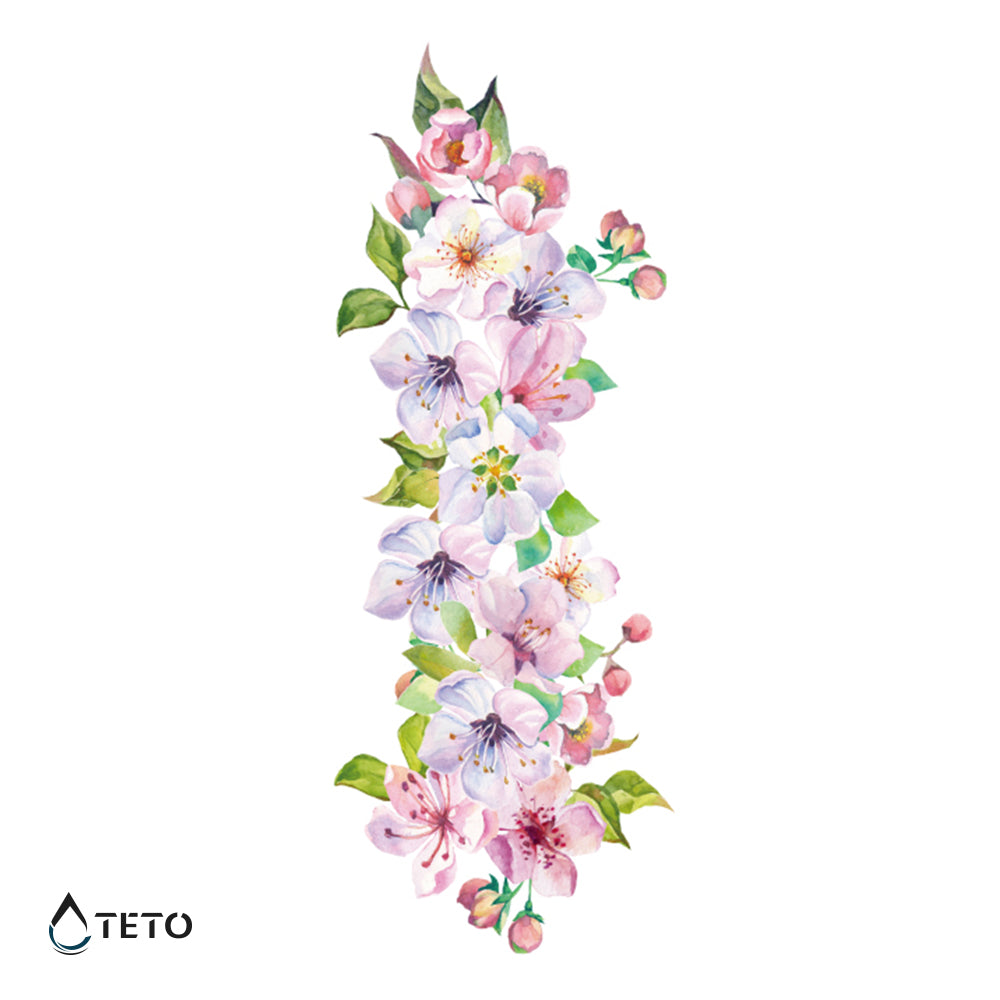 Rožnate in vijolične rože - TETO Začasne Tetovaže
