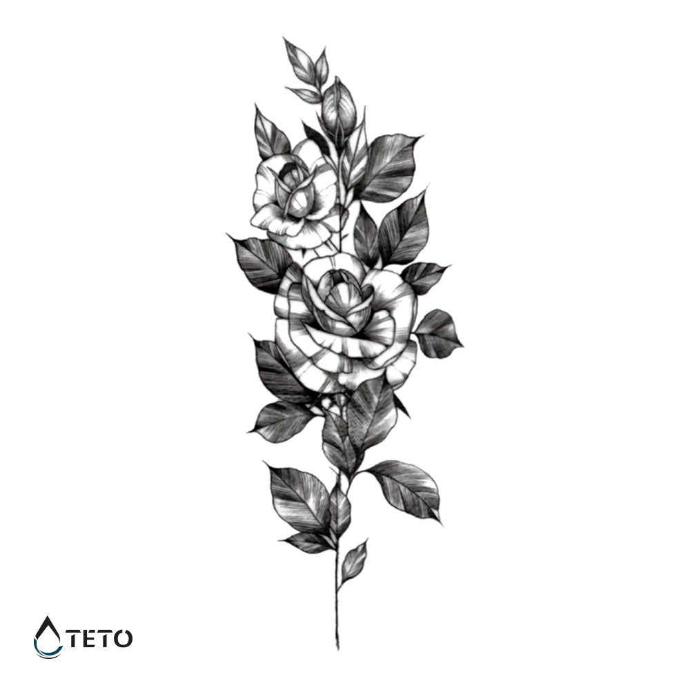 Cvet v sivih barvah - TETO Začasne Tetovaže