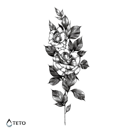 Cvet v sivih barvah - TETO Začasne Tetovaže