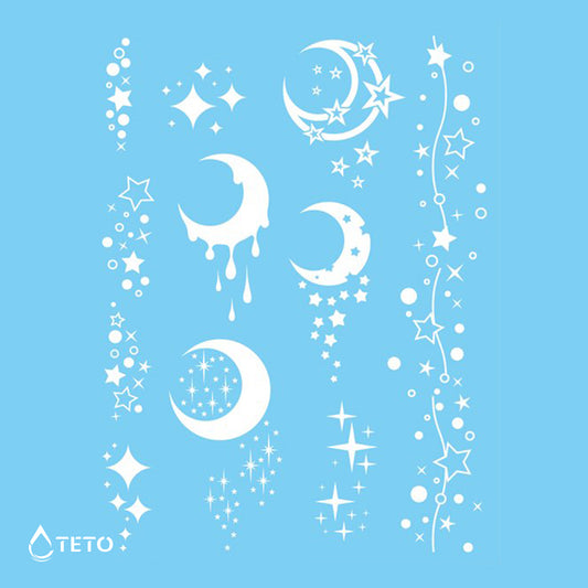 Luna in zvezde - Bele – Set - TETO Začasne Tetovaže