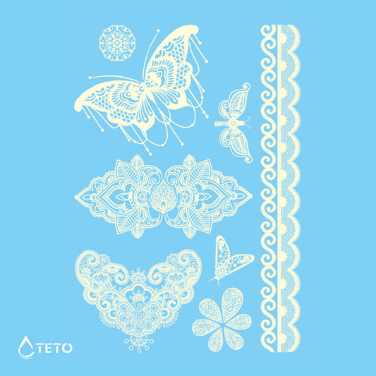 Čipkasti metuljčki - Set - Bele - TETO Začasne Tetovaže