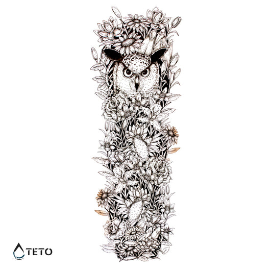 Sova z rožami - TETO Začasne Tetovaže