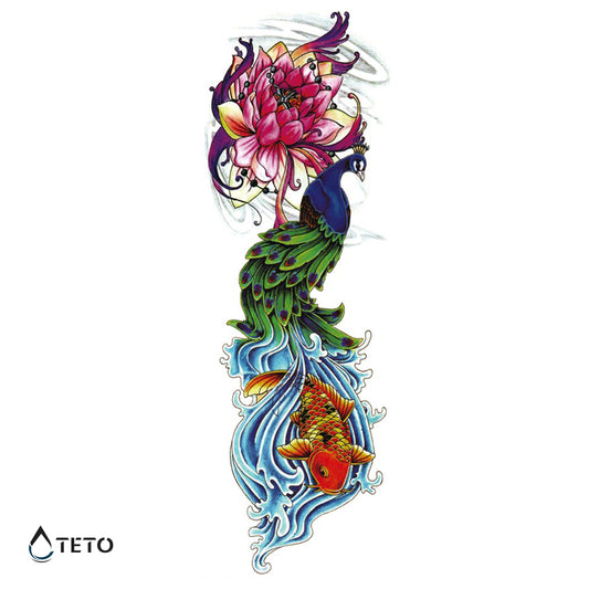 Pav z ribami in rožami - TETO Začasne Tetovaže